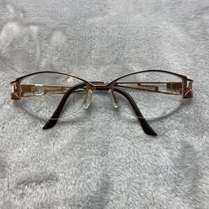 Cazal‎ Womens Eyeglasses Oval Gold Metal Half Rim *FRAMES ONLY*
